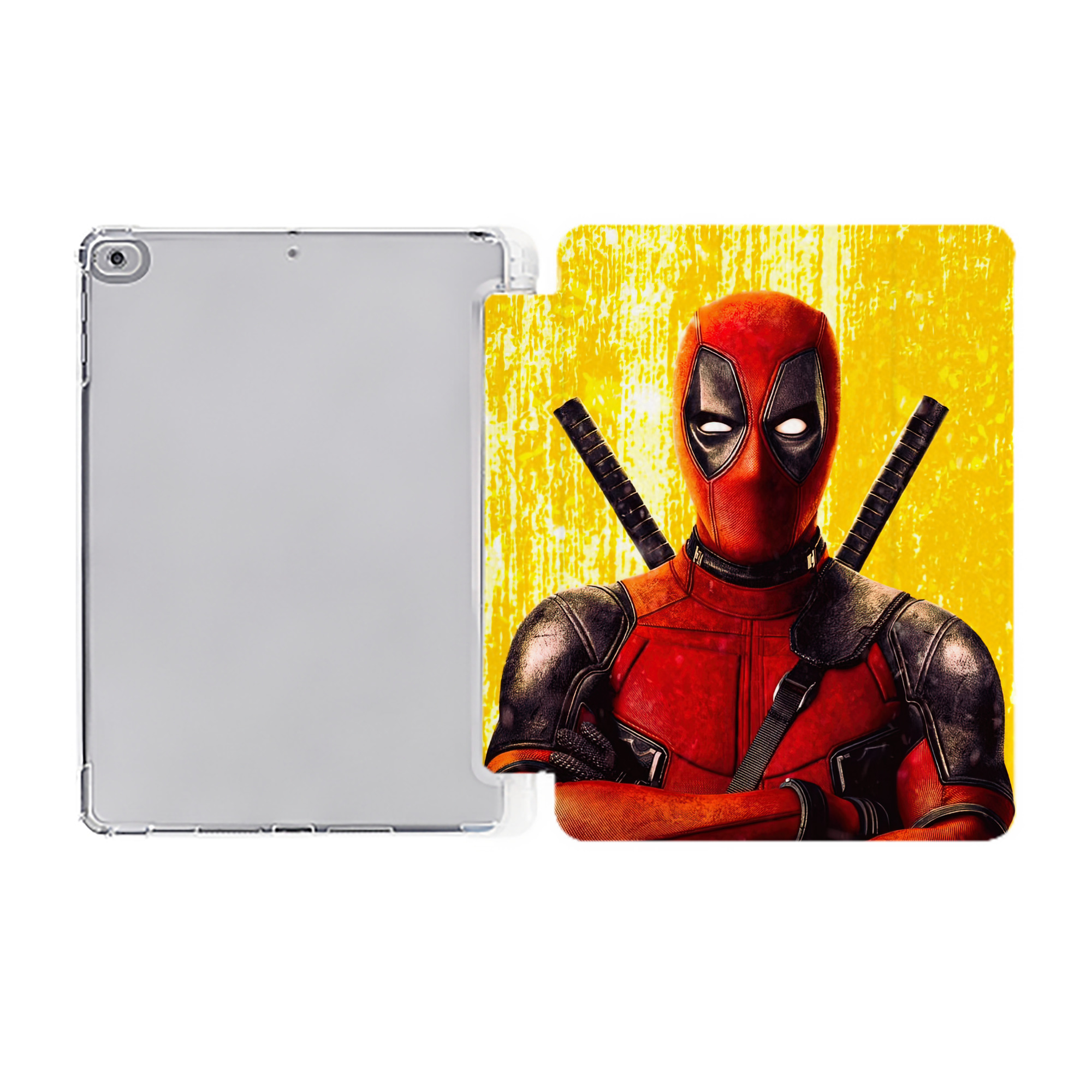 （画像用） Deadpool デッドプール IPad ケース ペン収納付き 三つ折りスタンド PUレザー×シリコン 対応機種9.5/10.5/10.9インチ
